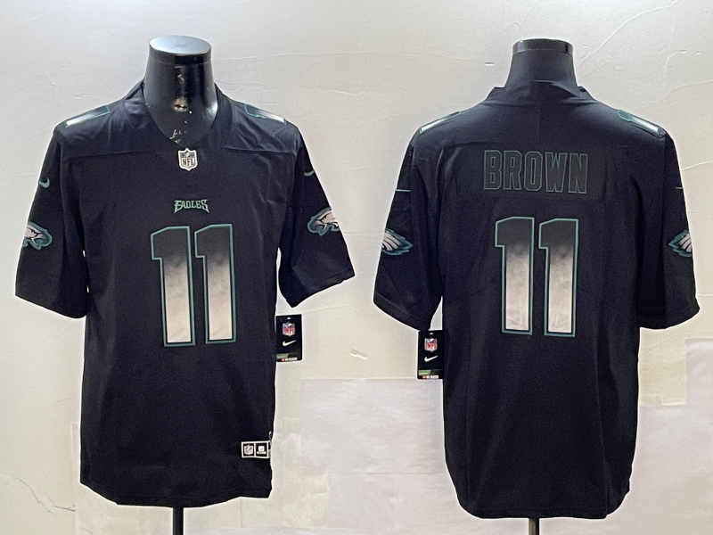 Men Philadelphia Eagles #11 Brown black 2025 Nike NFL jersey style 007